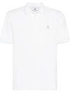 Embroidered Logo Cotton Short Sleeve Polo Shirt White - BRUNELLO CUCINELLI - BALAAN 2