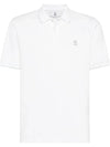 Logo Embroidered Cotton Short Sleeve Polo Shirt White - BRUNELLO CUCINELLI - BALAAN 2