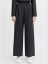 Denzel Office Setup High Waist Wrinkled Long Secret Banding Wide Slacks Pants Black DENZEL08BK - RAMUSTUDIO - BALAAN 3