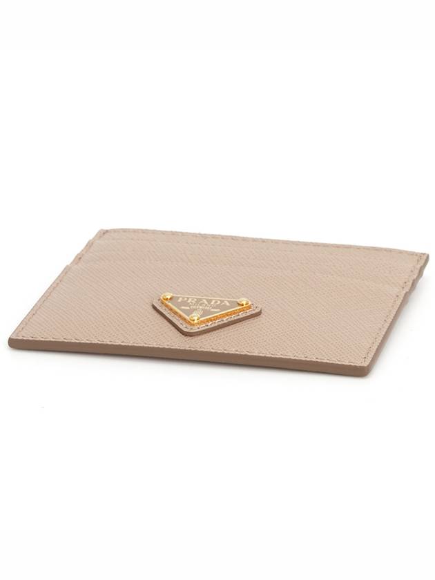 Saffiano Leather Triangle Logo Card Wallet Beige Pink - PRADA - BALAAN 4