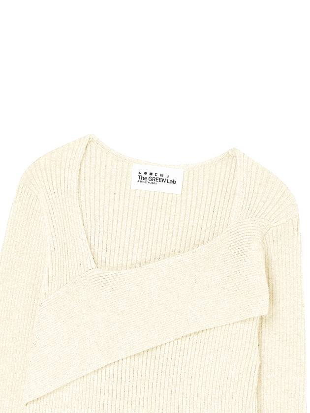 Diagonal neckline slim ribbed knit Ivory - THE GREEN LAB - BALAAN 2