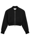 Crop Zipper Bomber Jacket Black - AMI - BALAAN 2