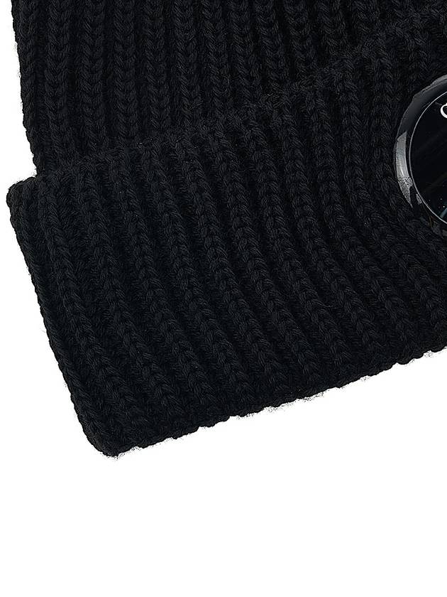 Lens Wappen Extra Fine Merino Wool Beanie Black - CP COMPANY - BALAAN 9