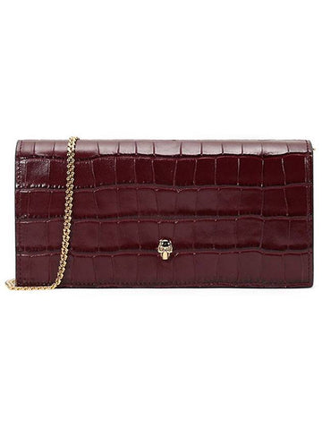 Skull Wallet On Chain Mini Bag Burgundy - ALEXANDER MCQUEEN - BALAAN 1