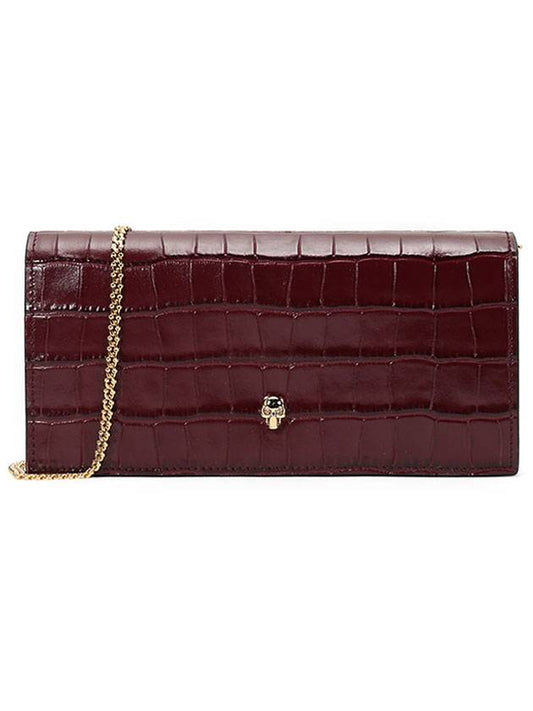 Skull Wallet On Chain Mini Bag Burgundy - ALEXANDER MCQUEEN - BALAAN 1