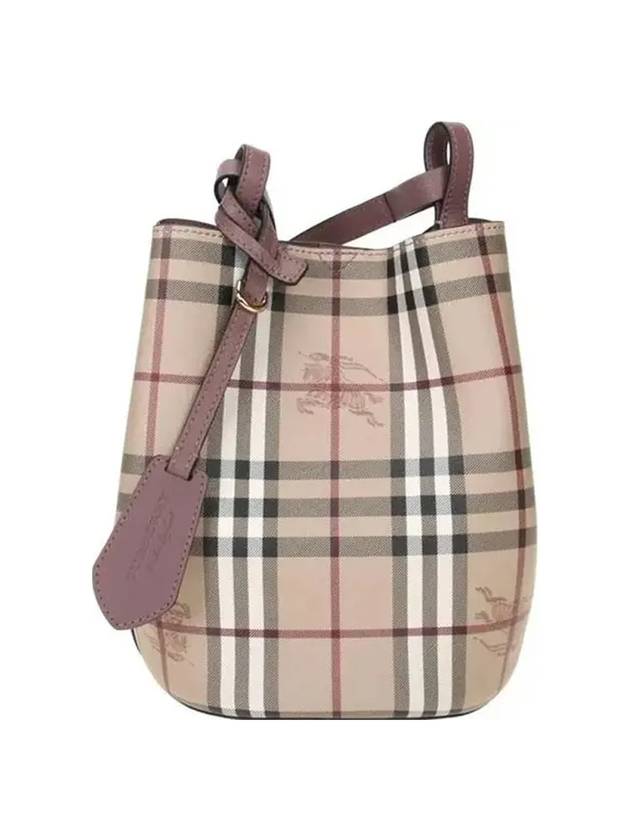 Haymarket Check Lorne Bucket Bag Light Elderberry - BURBERRY - BALAAN 1