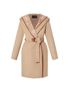 Belted Double Face Hooded Wrap Single Coat Beige - LOUIS VUITTON - BALAAN 1