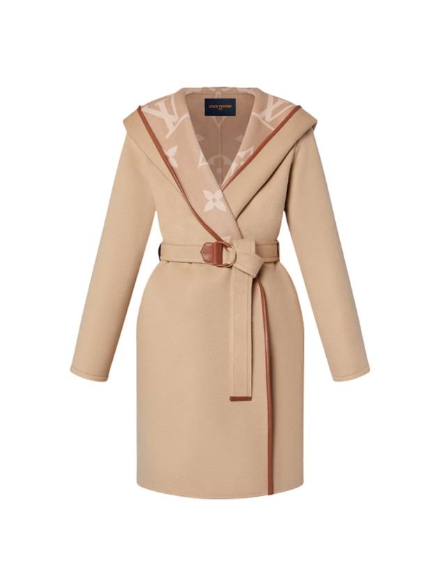 Belted Double Face Hooded Wrap Single Coat Beige - LOUIS VUITTON - BALAAN 1