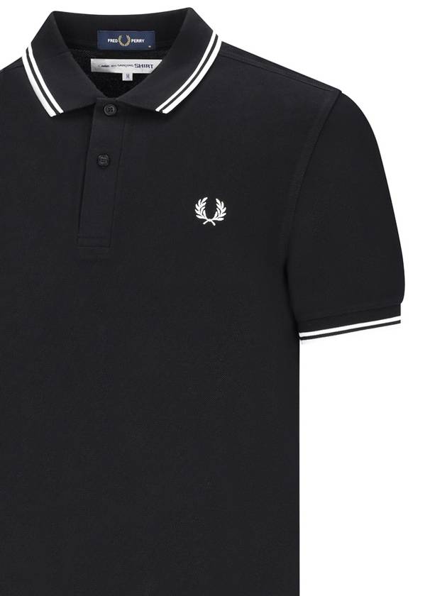 Embroidered Logo Polo Shirt Black - COMME DES GARCONS - BALAAN 4