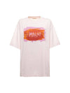 Logo Print Cotton Short Sleeve T-Shirt Pink - MARNI - BALAAN 1