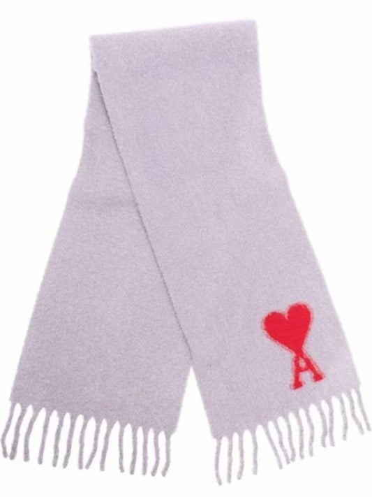 Heart Logo Oversized Wool Fringe Scarf Parma - AMI - BALAAN.