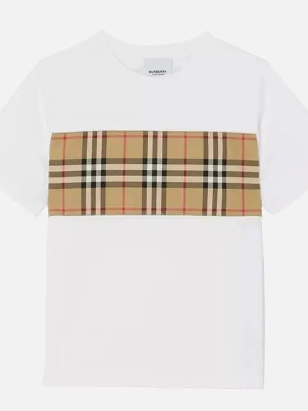 Kids Vintage Check Panel Short Sleeve T-Shirt White - BURBERRY - BALAAN 2