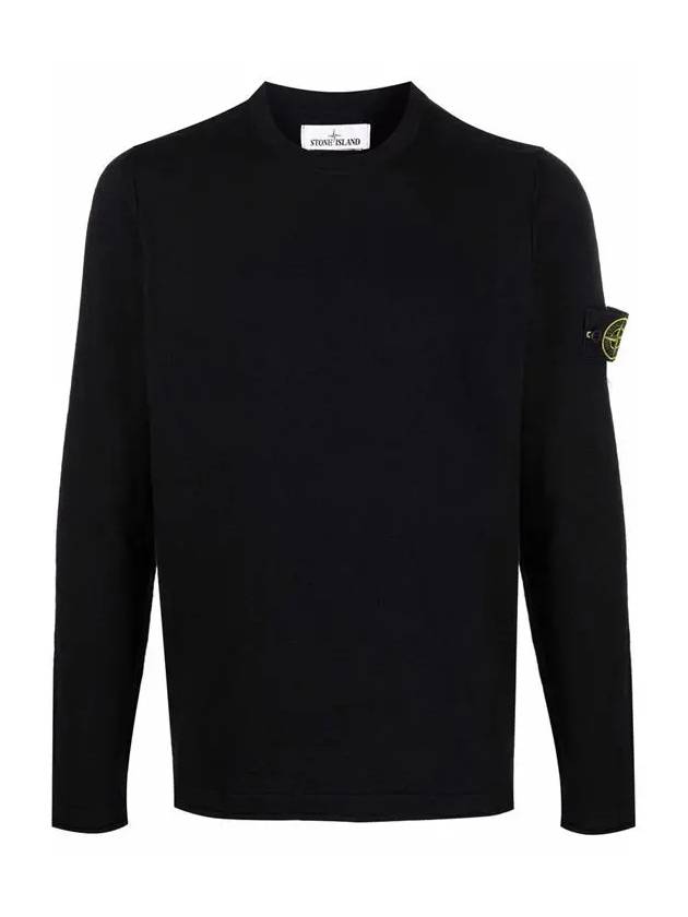 Wappen Patch Crew Neck Knit Top Black - STONE ISLAND - BALAAN 3