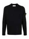 Wappen Patch Crew Neck Knit Top Black - STONE ISLAND - BALAAN 2