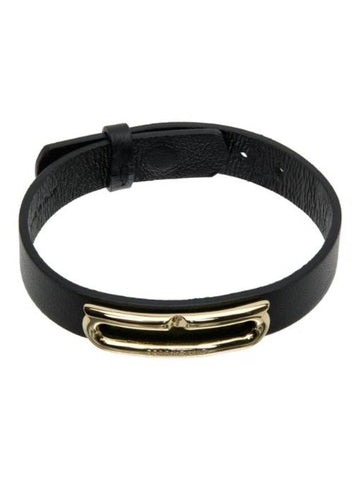 Salvatore Gancini leather bracelet black - SALVATORE FERRAGAMO - BALAAN 1