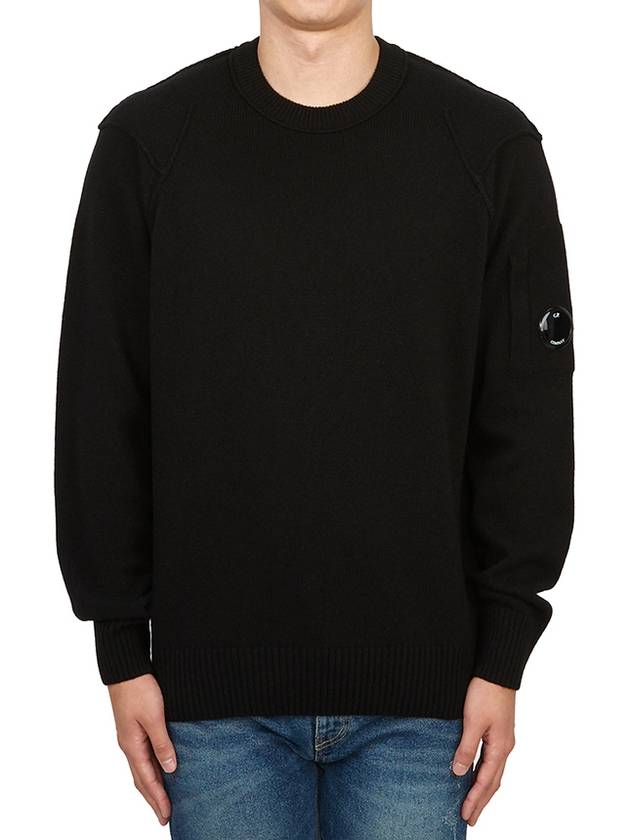 Lambswool GRS Crew Neck Knit Top Black - CP COMPANY - BALAAN 2