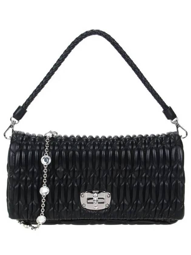 Crystal Cloque Nappa Leather Shoulder Bag Black Gold - MIU MIU - BALAAN 2