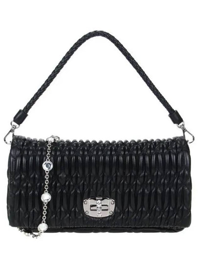 Crystal Cloque Nappa Leather Shoulder Bag Black Gold - MIU MIU - BALAAN 2