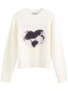 Heart Intarsia Knit Top Egret - GANNI - BALAAN 2