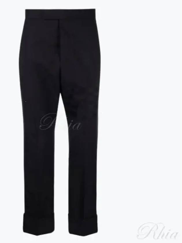 Diagonal Plain Weave Classic Wool Slacks Navy - THOM BROWNE - BALAAN 2