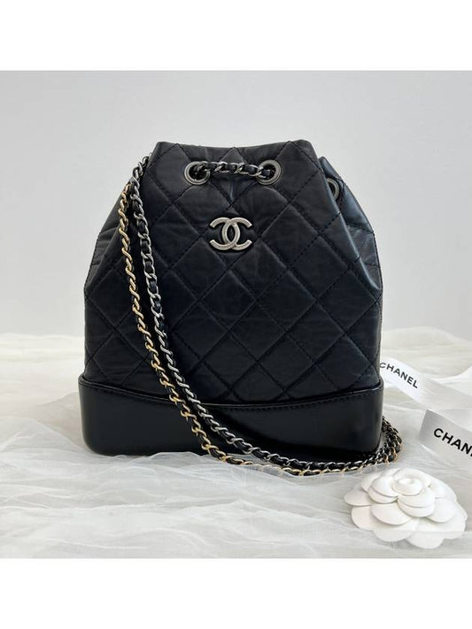 Aged Calfskin Small Gabrielle Backpack Black - CHANEL - BALAAN 2