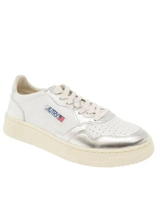 Men's Medalist Leather Low Top Sneakers Silver - AUTRY - BALAAN 2