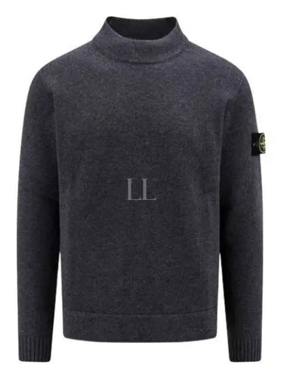 Mock Neck Virgin Wool Knit Top Grey - STONE ISLAND - BALAAN 2