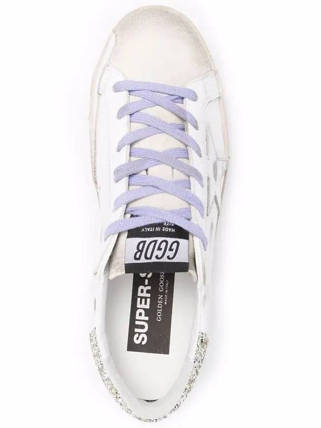 Superstar Glitter Tab Leather Low Top Sneakers Silver White - GOLDEN GOOSE - BALAAN 5