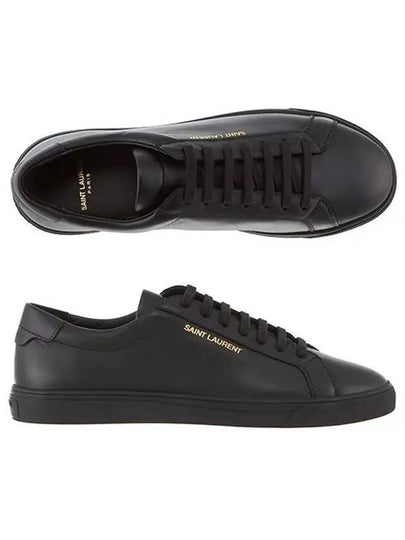 Andy Embossed Logo Leather Low Top Sneakers Black - SAINT LAURENT - BALAAN 2