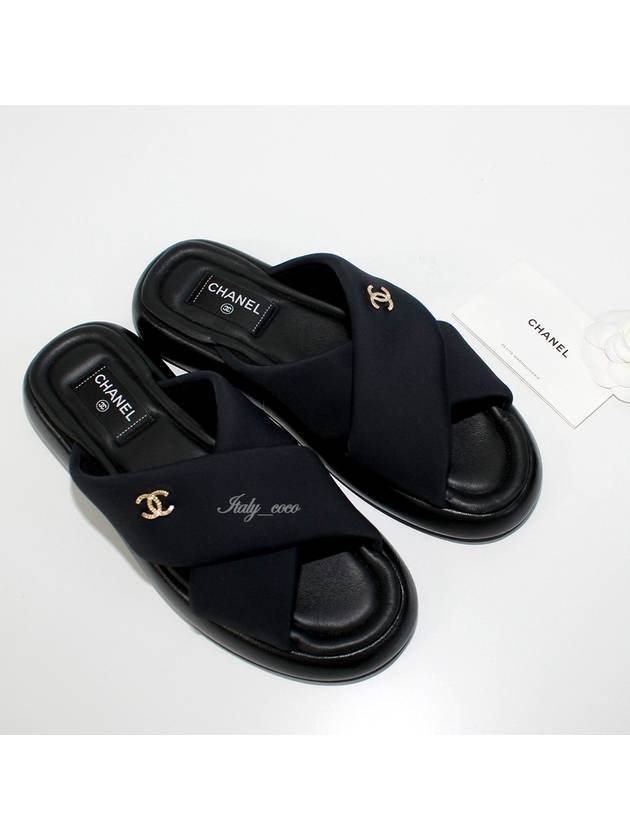 CC Logo Cross Mule Black - CHANEL - BALAAN 4