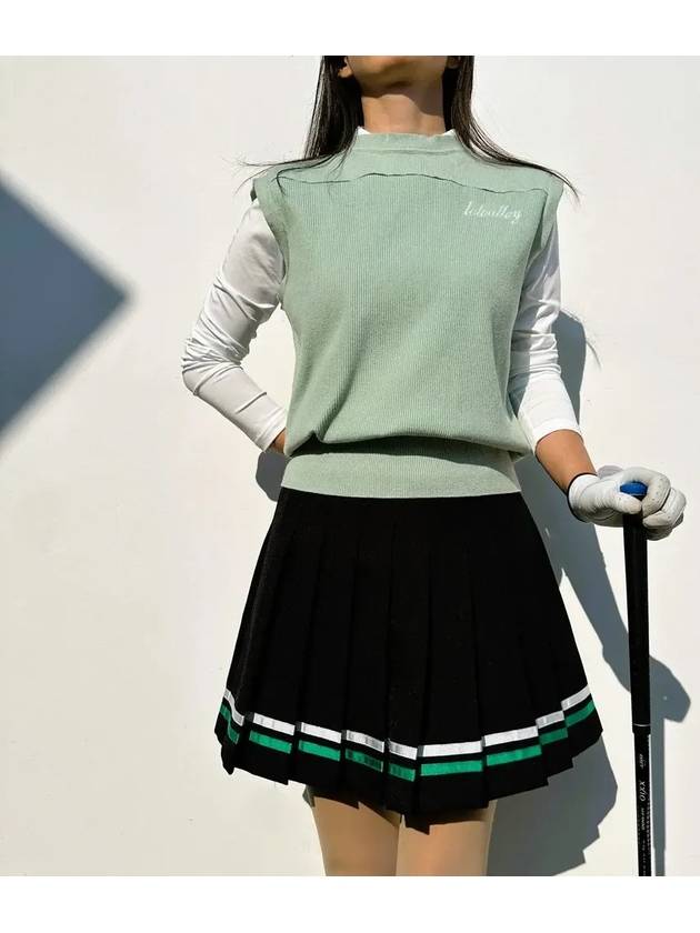 golf wear pastel mint knit golf vest field rounding look - LOLOALLOY - BALAAN 3