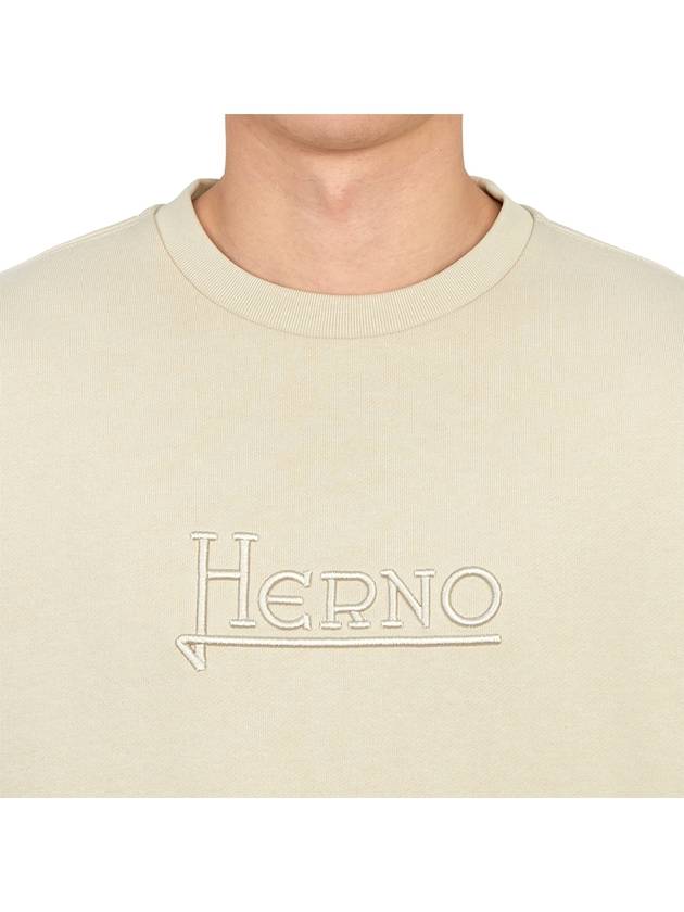 logo embroided crew neck sweatshirt beige - HERNO - BALAAN.