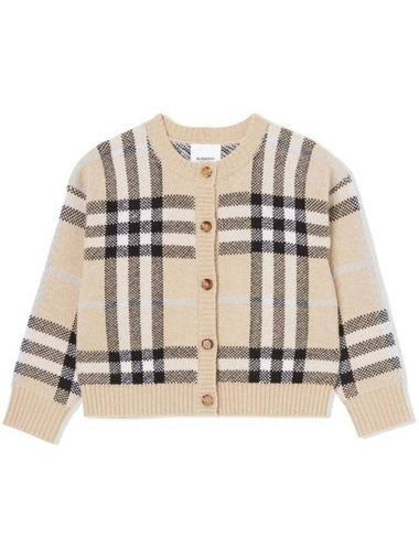 Kids Check Cardigan Pale Sand - BURBERRY - BALAAN 1