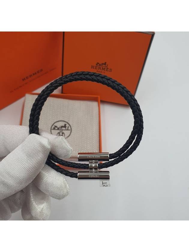 Tunis Tresse Palladium Bracelet Noir - HERMES - BALAAN 4