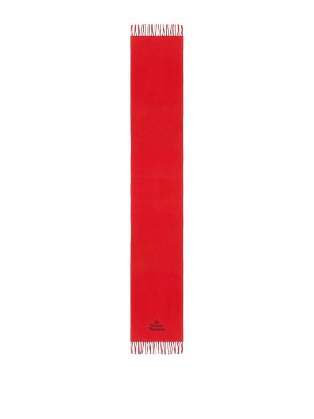 Logo Wool Fringe Muffler Red - VIVIENNE WESTWOOD - BALAAN 2