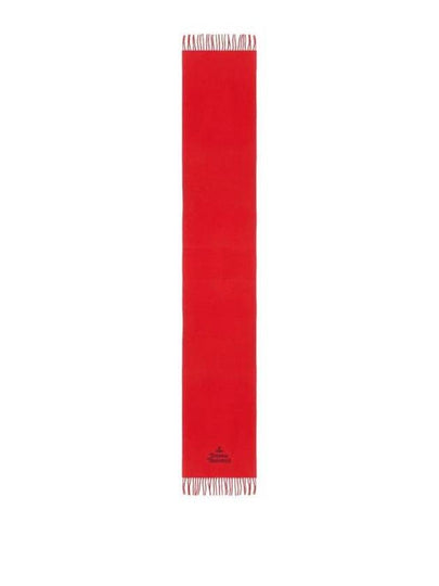 Logo Wool Fringe Muffler Red - VIVIENNE WESTWOOD - BALAAN 2