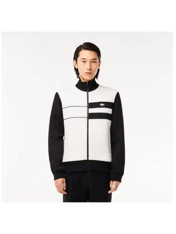 Men s Color Scheme Texture Panel Match Track Jacket White - LACOSTE - BALAAN 1