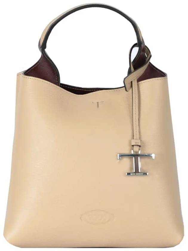 Logo Mini Leather Tote Bag Beige - TOD'S - BALAAN 2