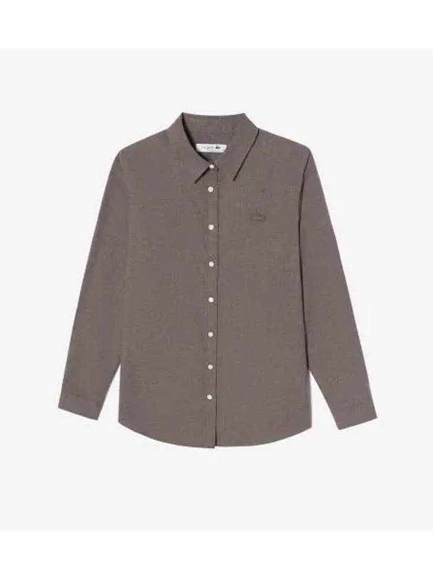 Women s Brushed Cotton Shirt Light Brown - LACOSTE - BALAAN 1