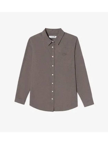 Women s Brushed Cotton Shirt Light Brown - LACOSTE - BALAAN 1