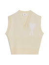 Logo Intarsia Knit Vest Vanilla - AMI - BALAAN 2