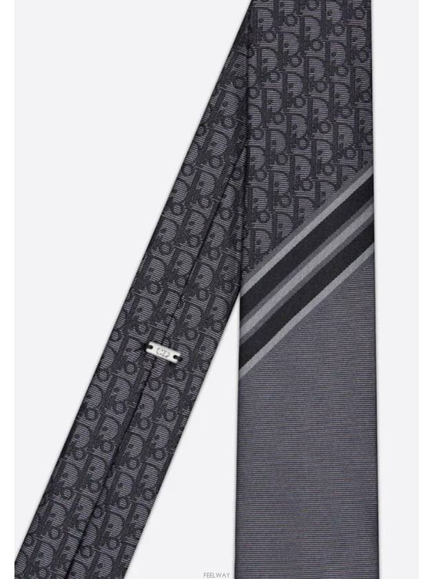 Oblique Striped Silk Tie Grey - DIOR - BALAAN 4