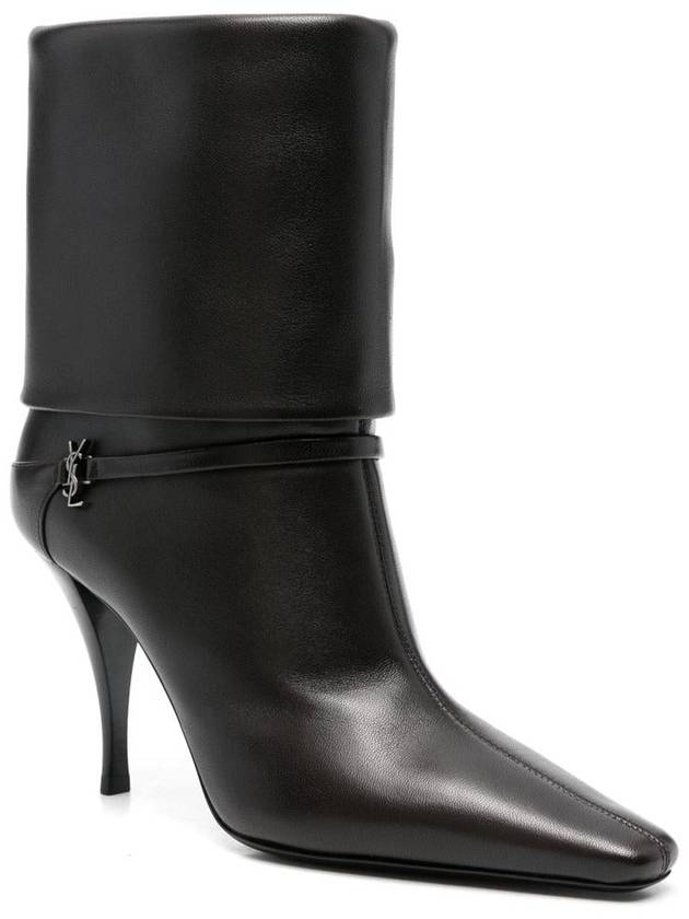 Niki Leather Ankle Boots Eagle Brown - SAINT LAURENT - BALAAN 3