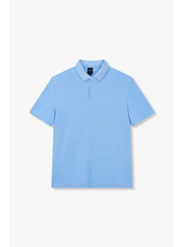 Men s Mini Logo Pique Polo Shirt Blue - ARMANI EXCHANGE - BALAAN 1