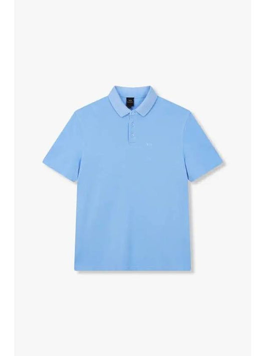 Men s Mini Logo Pique Polo Shirt Blue - ARMANI EXCHANGE - BALAAN 1