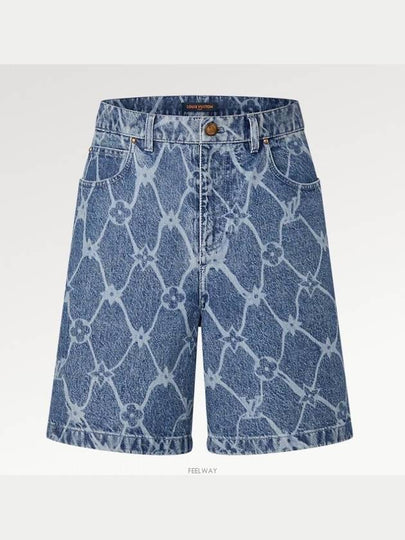 Monogram Printed Denim Shorts Indigo - LOUIS VUITTON - BALAAN 2