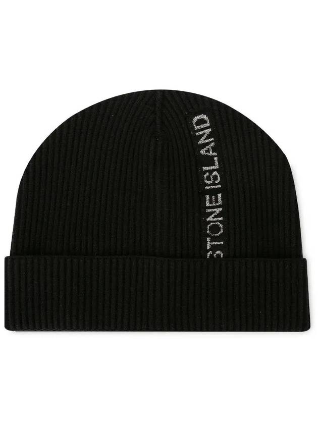 Men's Lettering Logo Beanie Black - STONE ISLAND - BALAAN 4