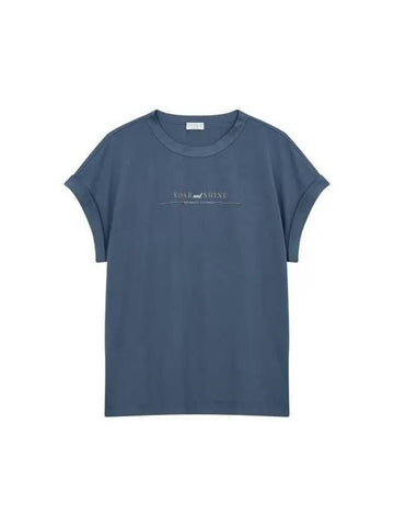 Women s Monili Line Graphic T Shirt Dark Blue 270577 - BRUNELLO CUCINELLI - BALAAN 1