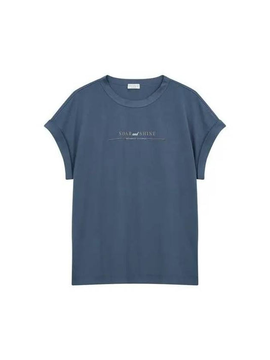 Women s Monili Line Graphic T Shirt Dark Blue 270577 - BRUNELLO CUCINELLI - BALAAN 1