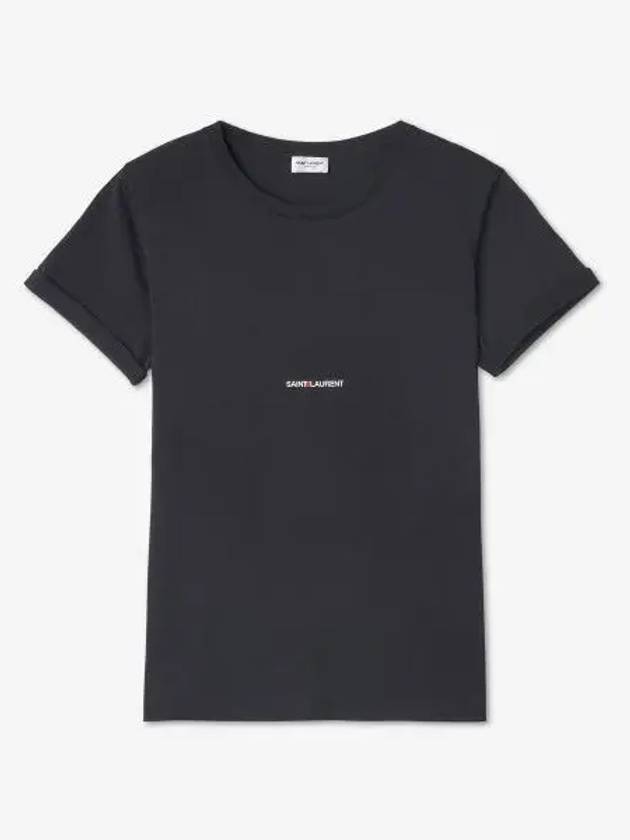 Men's Small Logo Short Sleeve T-Shirt Black - SAINT LAURENT - BALAAN 2